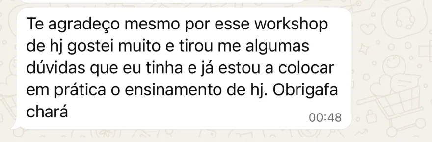 Mensagem WhatsApp aluna