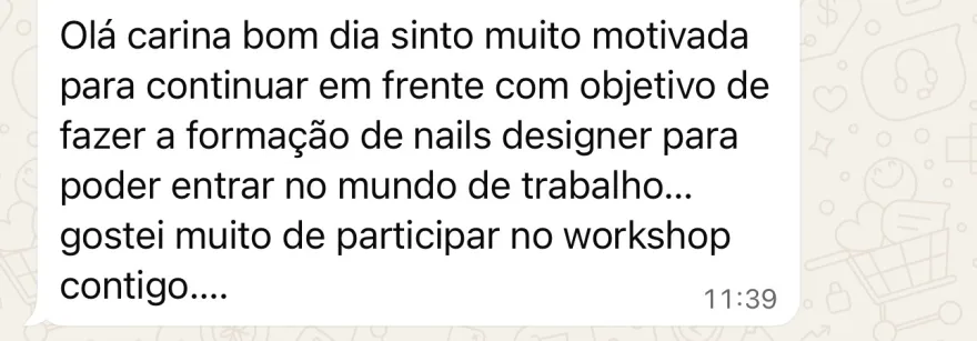 Mensagem WhatsApp aluna